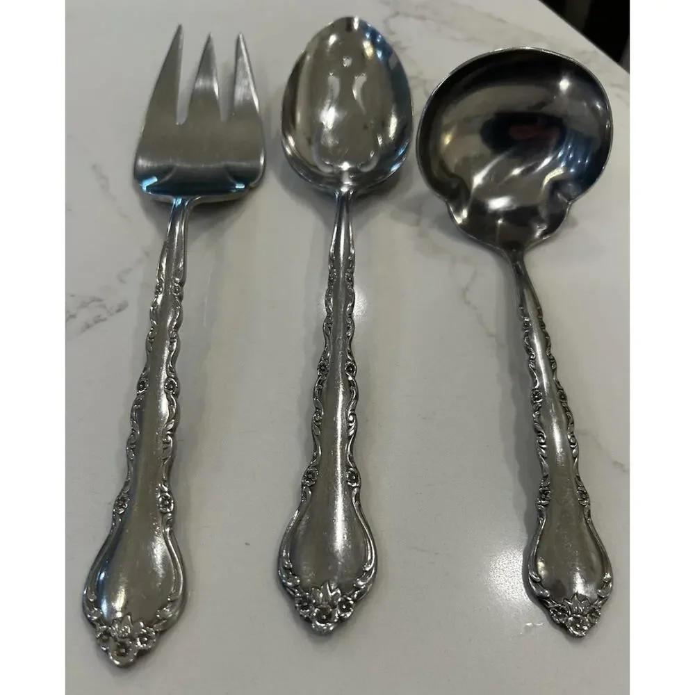 Vtg International GIGI Stainless 1972 Deluxe Meat‎ Fork Slotted Spoon Soup Ladle